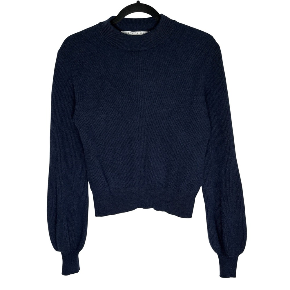 Veronica Beard Nelia Cashmere Sweater L Crop Minimalist Mock Neck Designer Lux